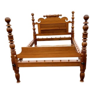 Antique Boston Posters Full Size Maple Rope Bed, Circa 1800s For Sale