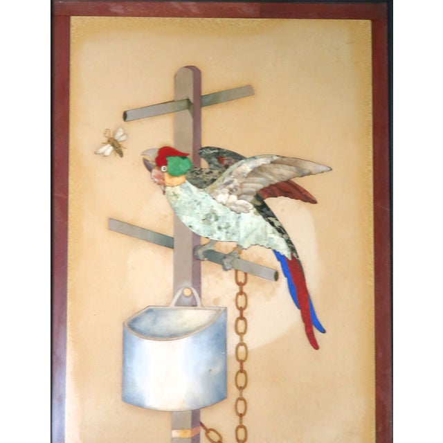 PIETRA DURA exceptionally fine depiction of a parrot trying to catch a fly. Excellent pietra dura such as this has...