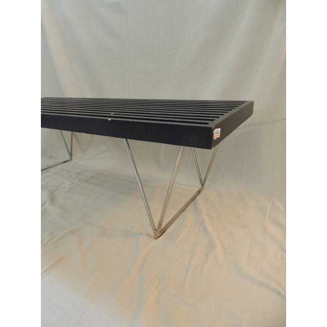 Wood Mid Century-Modern Slatted Wood Bench in the Style of George Nelson For Sale - Image 7 of 7
