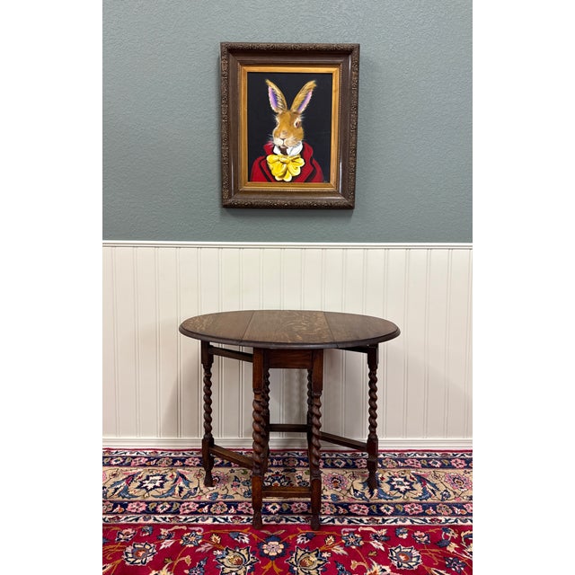 Antique English Table Drop Leaf Gateleg Barley Twist Oak Oval C. 1920-30s For Sale - Image 18 of 18