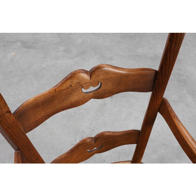 19th Century French Provincial Ladder‑back Armchair with Woven Rush Seat For Sale - Image 14 of 15