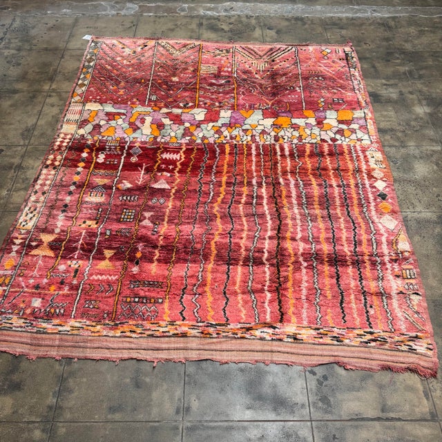 Textile Early 20th Century Art Deco Moroccan Wool Rug – 9’7” X 8’1” For Sale - Image 7 of 7