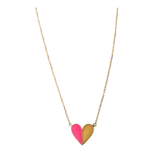 Italian Heart Necklace 14-Karat Gold and Enamel