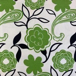 Premier Prints MM Designs Cream Black & Green Botanical Floral Leaf Leaves Paisley Fabric- Sample