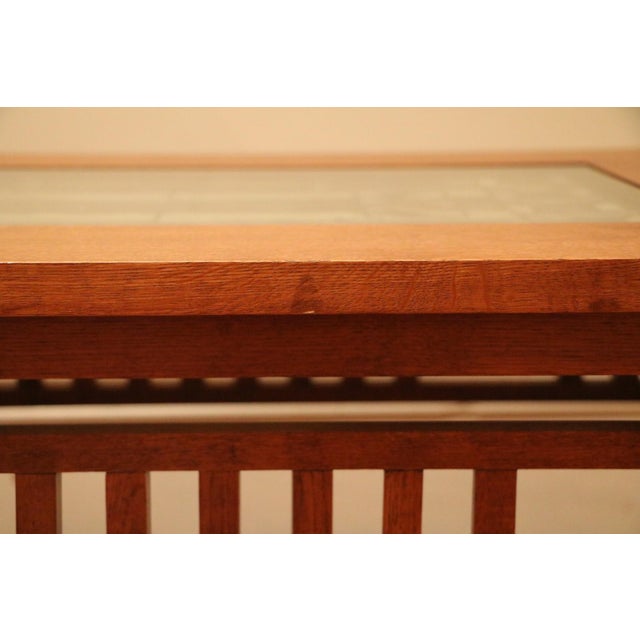 Early 21st Century Frank Lloyd Wright Inspired Solid Wood Coffee Table With Stained Glass Inset For Sale In Minneapolis - Image 6 of 6