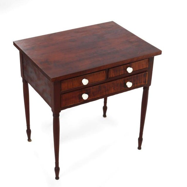 Antique Cherry & Tiger Maple 3-Drawer Small Server C1830 For Sale - Image 15 of 15