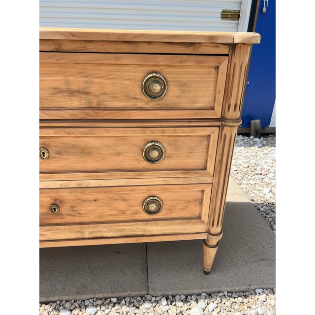 Late 19th Century French 19th Century Louis XVI Bleached Solid Walnut Commode For Sale - Image 5 of 12