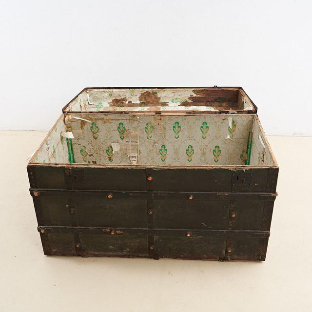 Antique Wooden Trunk For Sale - Image 3 of 6