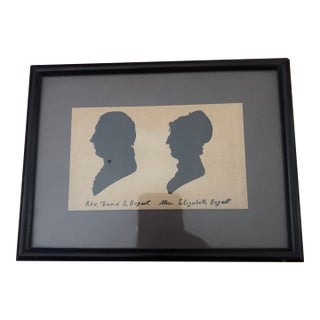 19th-Century Silhouette Profile Portrait Depicting Reverend David S. Bogart and His Wife, Elizabeth Bogart. For Sale
