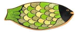 Hand Painted Clay Fish Design Wall Art or Serving Platter