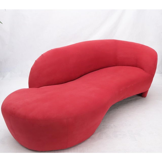Mid-Century Modern Red Suede Weiman Preview Chaise Lounge Cloud Sofa For Sale - Image 3 of 14