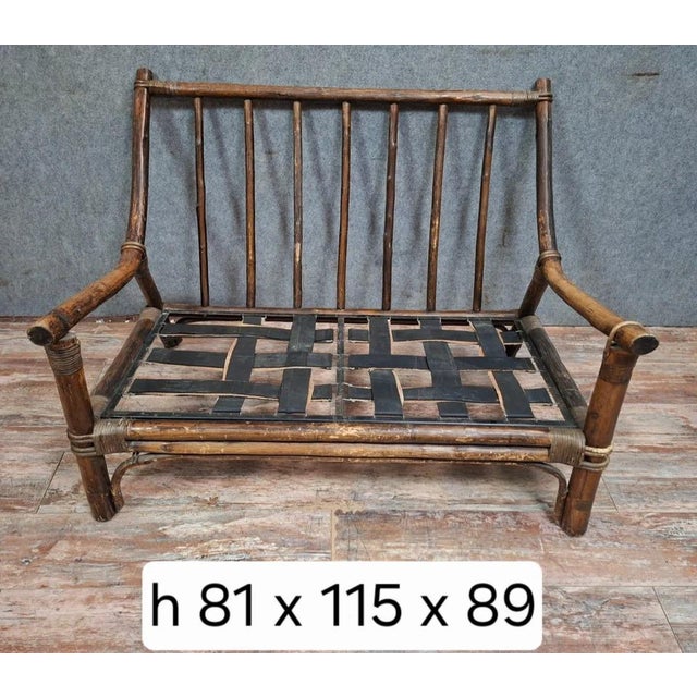 Small Antique Bamboo Sofa, 1890s For Sale - Image 5 of 7