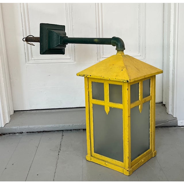 Antique Early 20th C. Aesthetic Movement Mission or Mackintosh Style Outside Iron Wall Lanterns - A Pair For Sale - Image 9 of 18