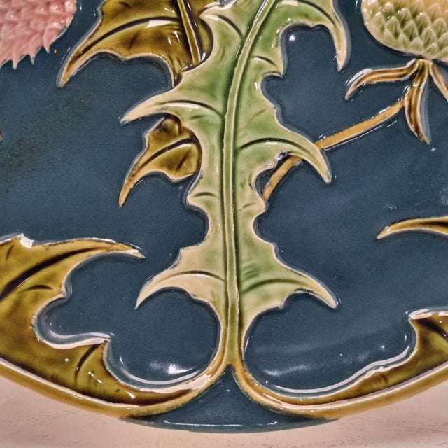 Art Nouveau Majolica Wall Plate, 1890s For Sale - Image 3 of 10