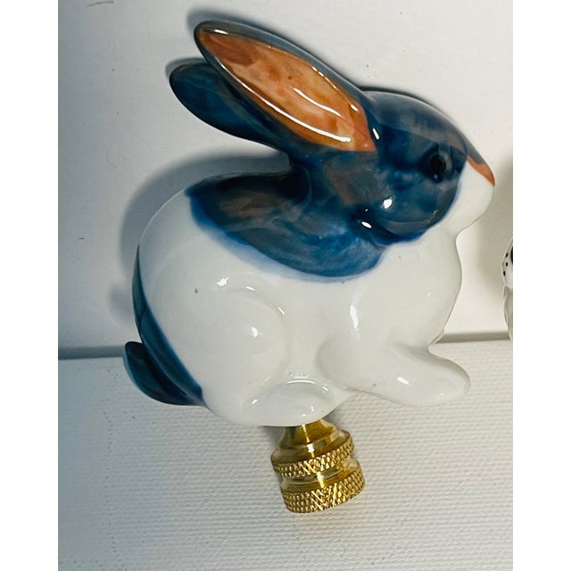 Vintage Porcelain Rabbit Lamp Finials Pair For Sale In Miami - Image 6 of 8