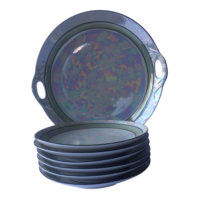 Otto Grunert Lusterware 7-Pc. Dessert Set For Sale