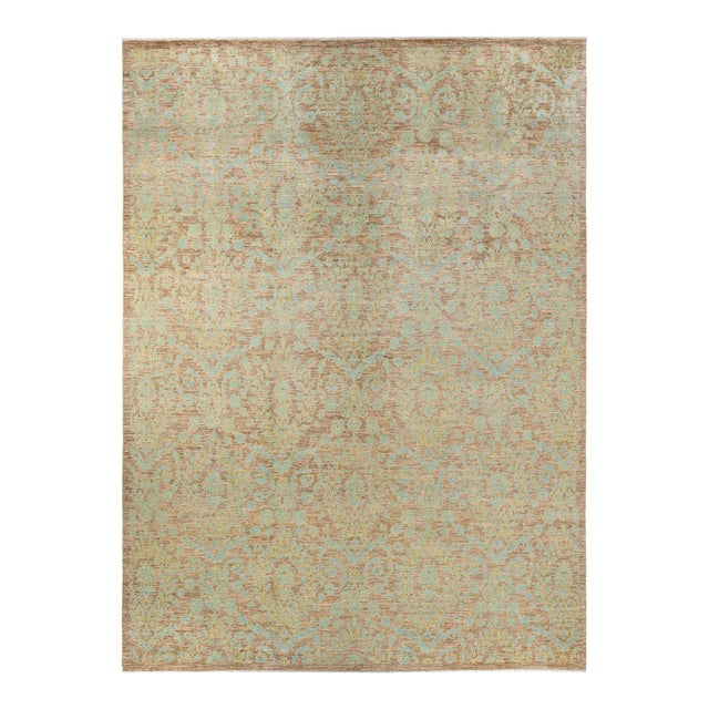 Eclectic Hand Knotted Area Rug, Ivory - 9' 10" x 14' 1" For Sale - Image 9 of 9