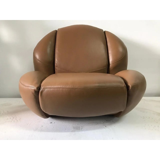 1960s Unique Organic Italian Leather Lounge Chair by Comfortline For Sale - Image 5 of 12