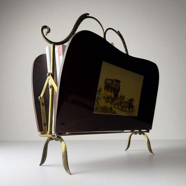 Brown Vintage Magazine Rack, Italy, 1950s For Sale - Image 8 of 18