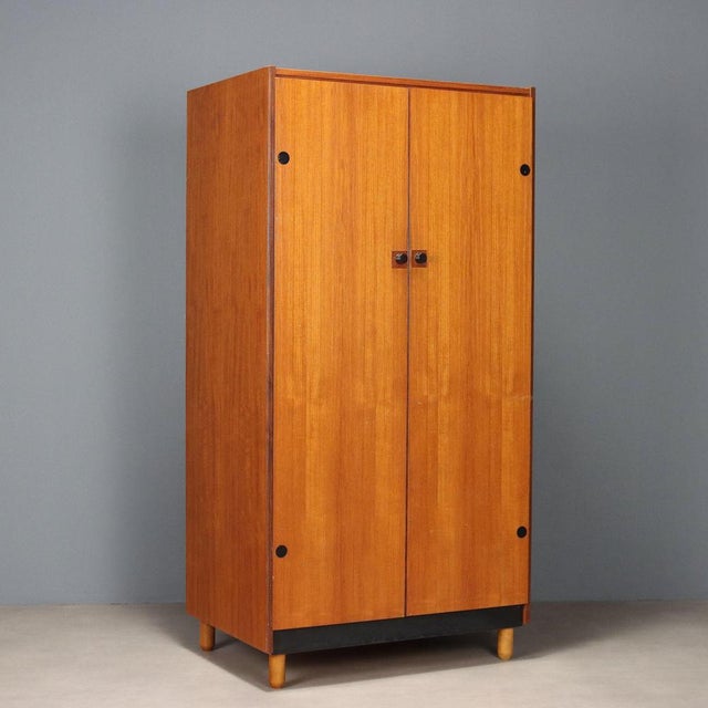 Vintage Wardrobe in Painted Wood and Teak Veneer, 1960s For Sale - Image 11 of 11