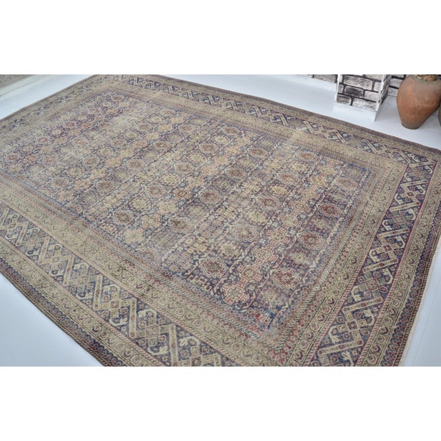 Art Deco 1960s Oversize Turkish Handmade Wool Vintage Area Carpet For Sale - Image 3 of 11