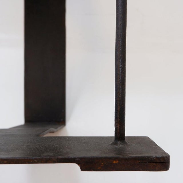 Black Vintage Stool in Wood and Metal in the style of Pierre Chareaus For Sale - Image 8 of 15