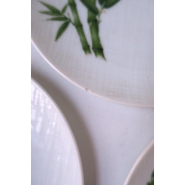 White Porcelain Plates Bamboo Design, Set of 4, Circa 1960s For Sale - Image 8 of 9