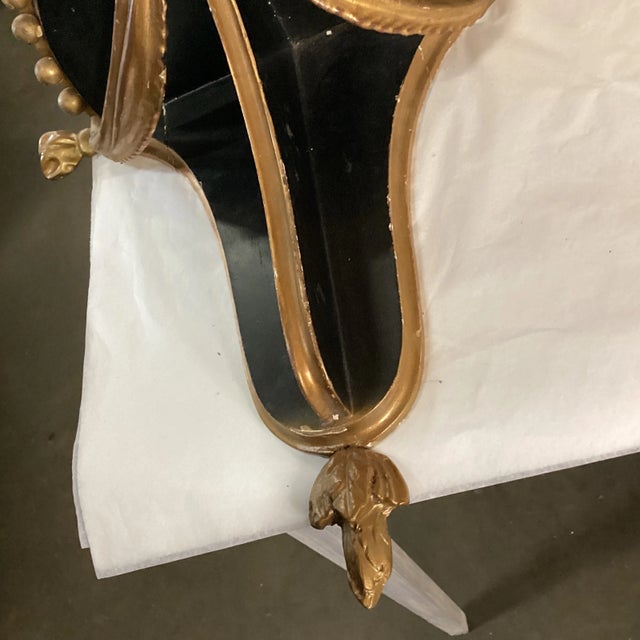 Black Pair of Mid 20th Century Black & Gold Carved Wood Italian Shelves For Sale - Image 8 of 12
