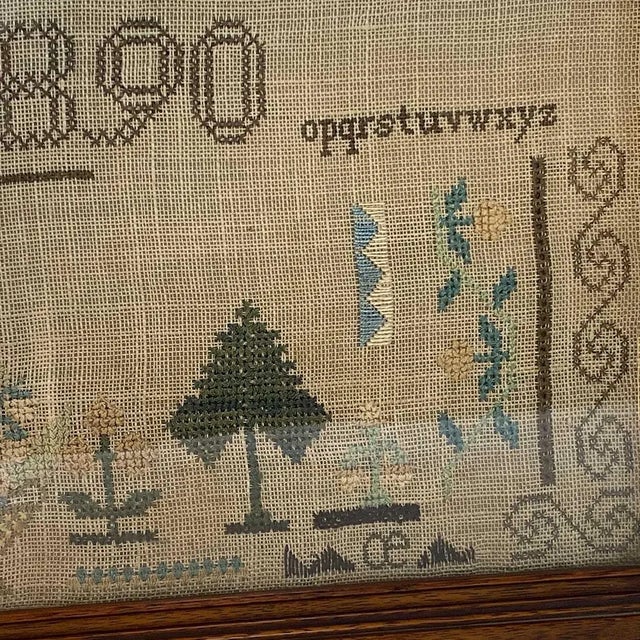 American American Schoolgirl Silk Thread Needlework Sampler For Sale - Image 3 of 16