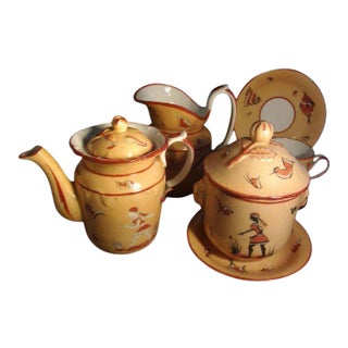 19th c. Old Paris Egyptian Revival Motifs Porcelain Tea Set- 6 Pieces For Sale