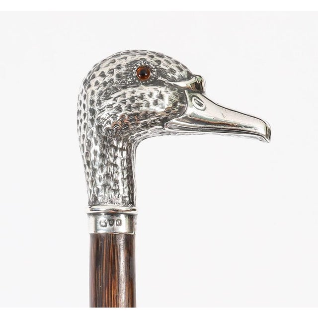 Antique Walking Stick Cane Silver Duck Head Handle, 1890s For Sale - Image 15 of 16