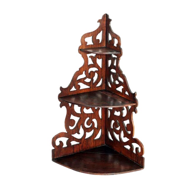 19th Century Solid Walnut Corner Shelf For Sale