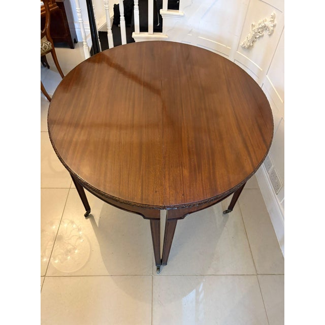 Wood Large Antique Victorian Mahogany Demi Lune Console Tables, 1850s, Set of 2 For Sale - Image 7 of 17