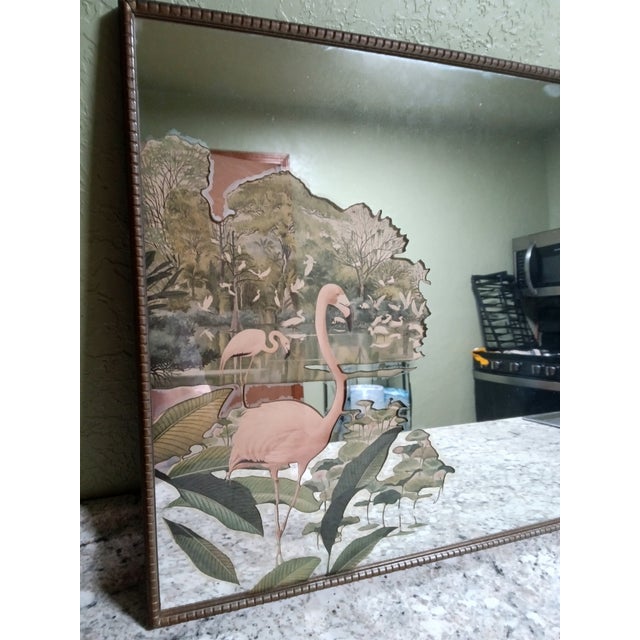 1950s Pink Flamingo Wall Mirror For Sale In Dallas - Image 6 of 12