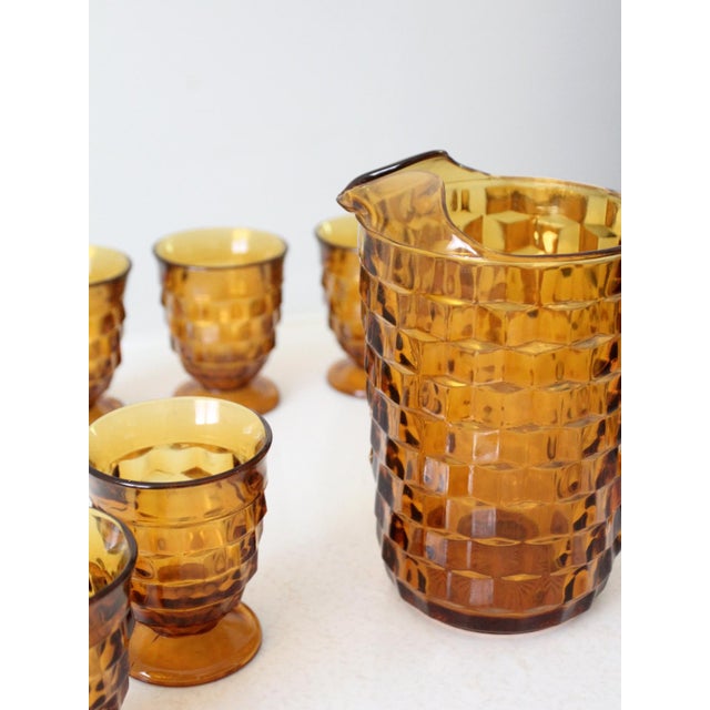 Vintage Amber Glass Pitcher and Tumbler Set For Sale - Image 11 of 12