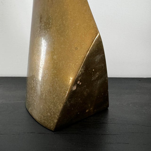 Metal Vintage Modern Abstract Geometric Brass Vase by James Johnston For Sale - Image 7 of 7