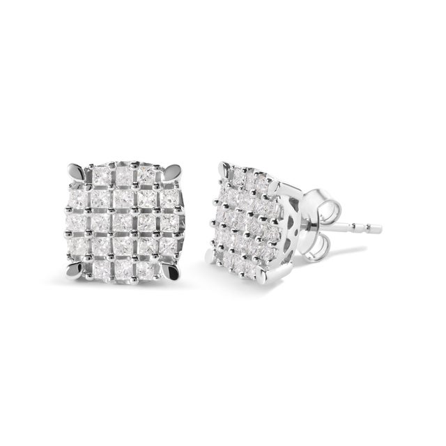 Introducing our stunning 10K white gold stud earrings, a true marvel of craftsmanship and beauty. These earrings feature a...