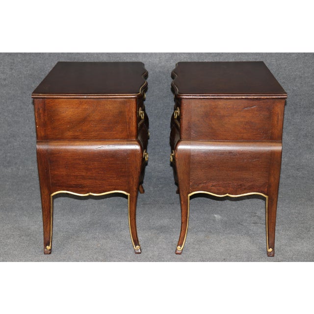Pair Regency Style Gilt Accent 2 Drawer Nightstands by Auffray For Sale - Image 4 of 10