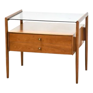 1960s Refinished Barney Flagg for Drexel Parallel Walnut Nightstand