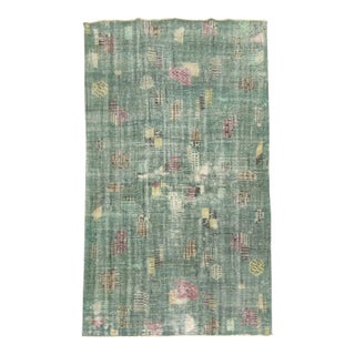 Mid 20th Century Shabby Chic Green Zeki Muren Turkish Deco Rug For Sale