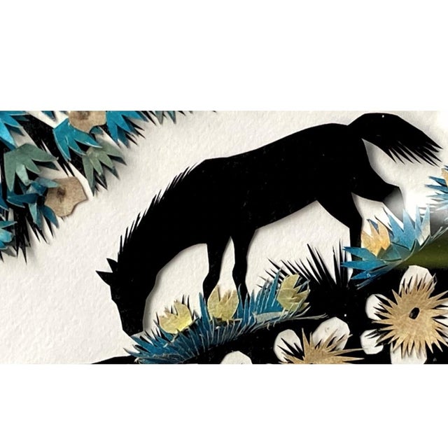 Paper 1990s Scherenschnitte Artwork a Colorful Paper Cutting With Horses and Children by Elisabeth Bottesi-Fischer For Sale - Image 7 of 10