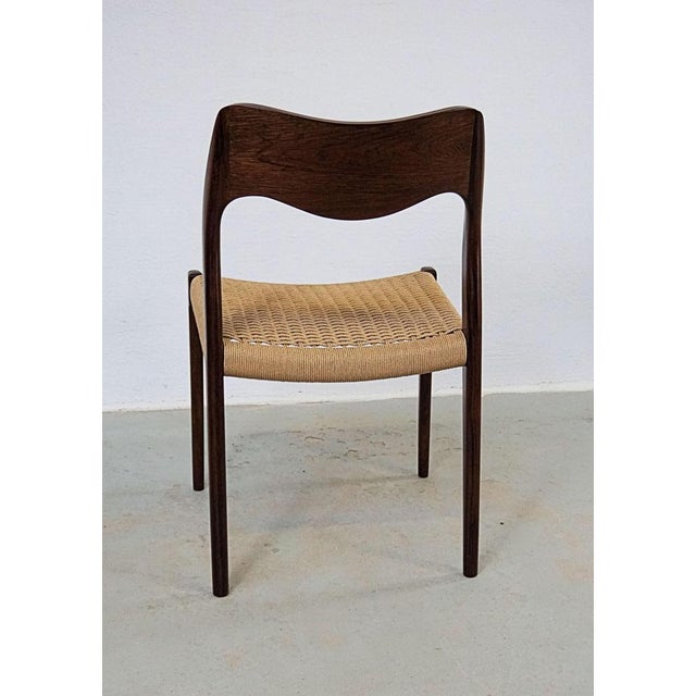 Black Vintage Fully Restored Rosewood Dining Chairs with Paper Cord Seats by Niels Otto Møller, Customizable Reupholstery, 1960s, Set of 6 For Sale - Image 8 of 15