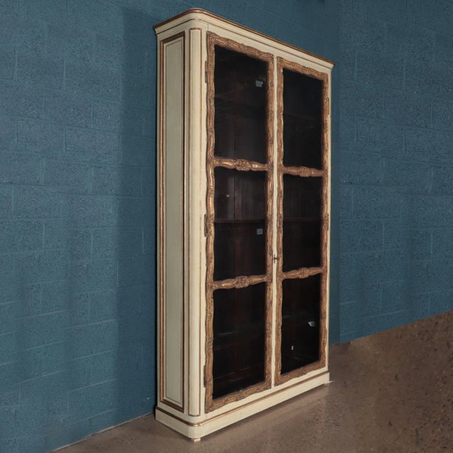 Cream Cream Painted and Parcel Gilt Large Bookcases, French, 19th C. A Pair For Sale - Image 8 of 12