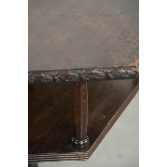 Antique English Wooden Hexagonal Top Turning Book Table, 19th Century For Sale - Image 10 of 17