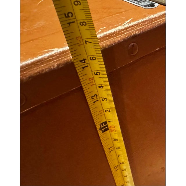 Vintage Industrial Salesman Sample Cases – Set of 2 Brown Fibreboard Luggage, Mid-Century Storage Decor For Sale - Image 11 of 12