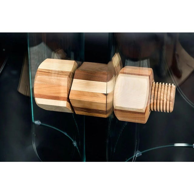 Italian Table Portofino Round in Glass and Olive-Tree Wood from VGnewtrend For Sale - Image 4 of 5