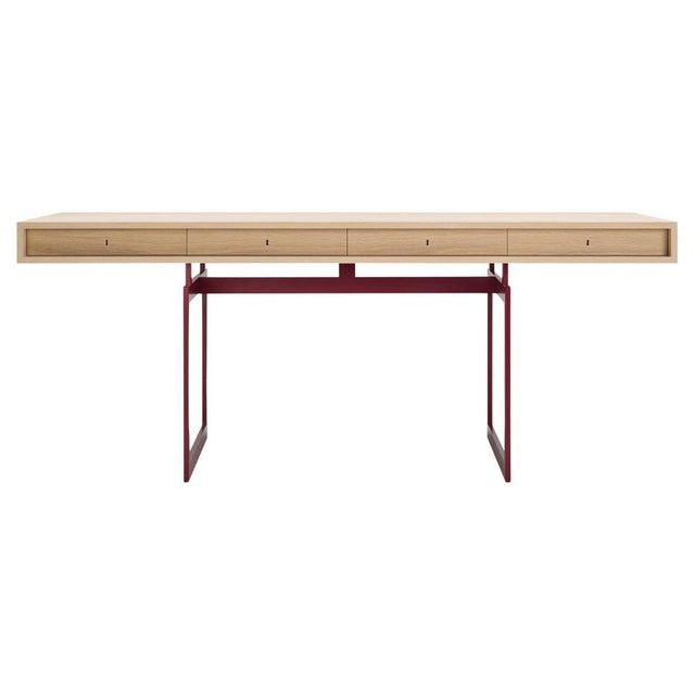 Bodil Kjaer, 1959 Dark Grey And White Stained Oak Office Desk For Karakter Coveted by renowned modernist architects Marcel...