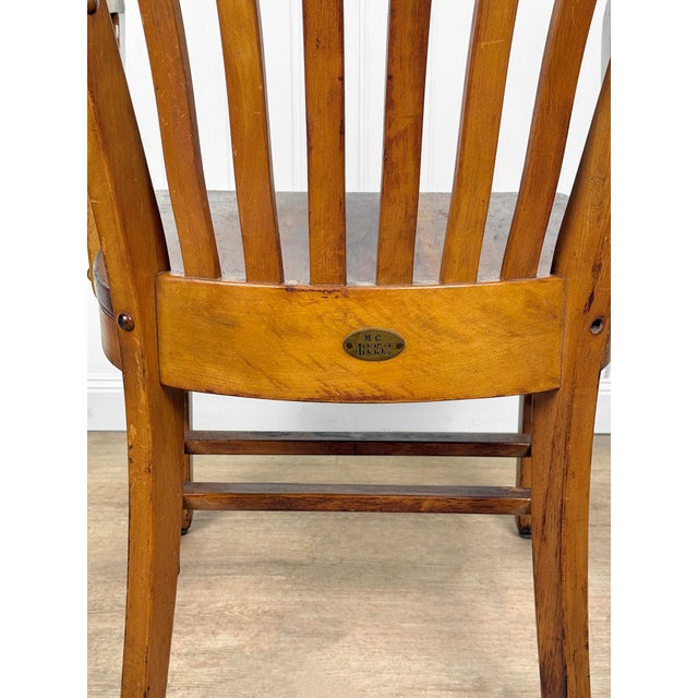 Antique Traditional Mahogany Wood Bankers Library Arm Chair For Sale - Image 13 of 16