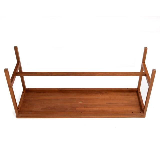 Mid Century Solid Teak Sofa Hall Console Table Thailand Scandinavian 1970s For Sale - Image 13 of 15