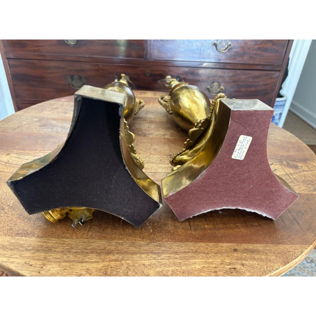 Mid 19th Century Gilt Bronze Neoclassical Louis XVI Double Handle Urn Lamps With Paw Feet - A Pair For Sale - Image 10 of 12